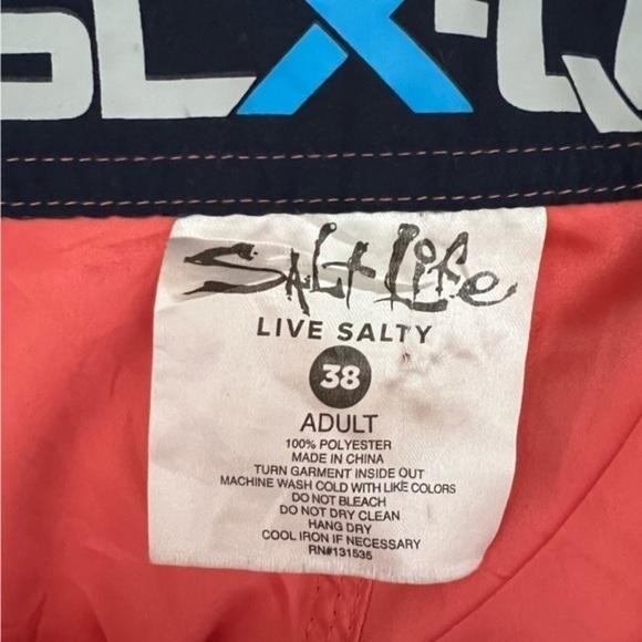 Salt Life Swim Trunks mens size 38 coral side logo tie drawstring - Picture 6 of 6